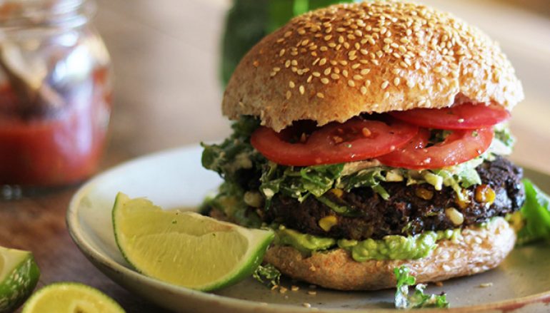 Baja Black Bean Burgers and Creamy Lime Coleslaw