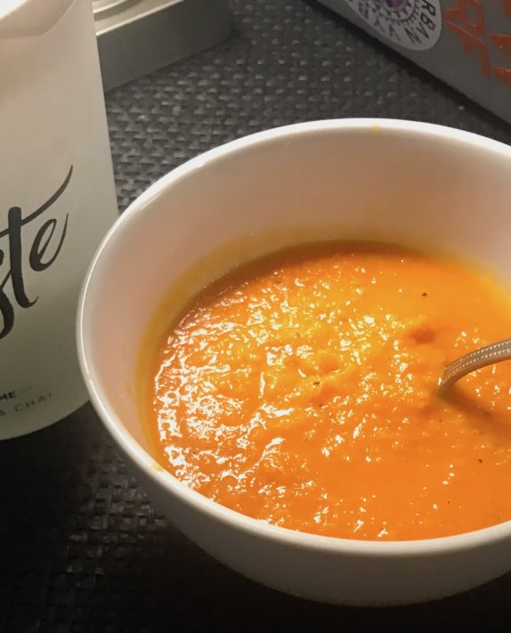 Spicy Roasted Sweet Potato and Red Pepper Soup